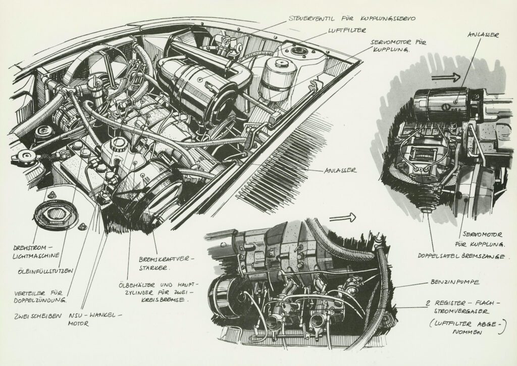NSU Wankel engine design drawing