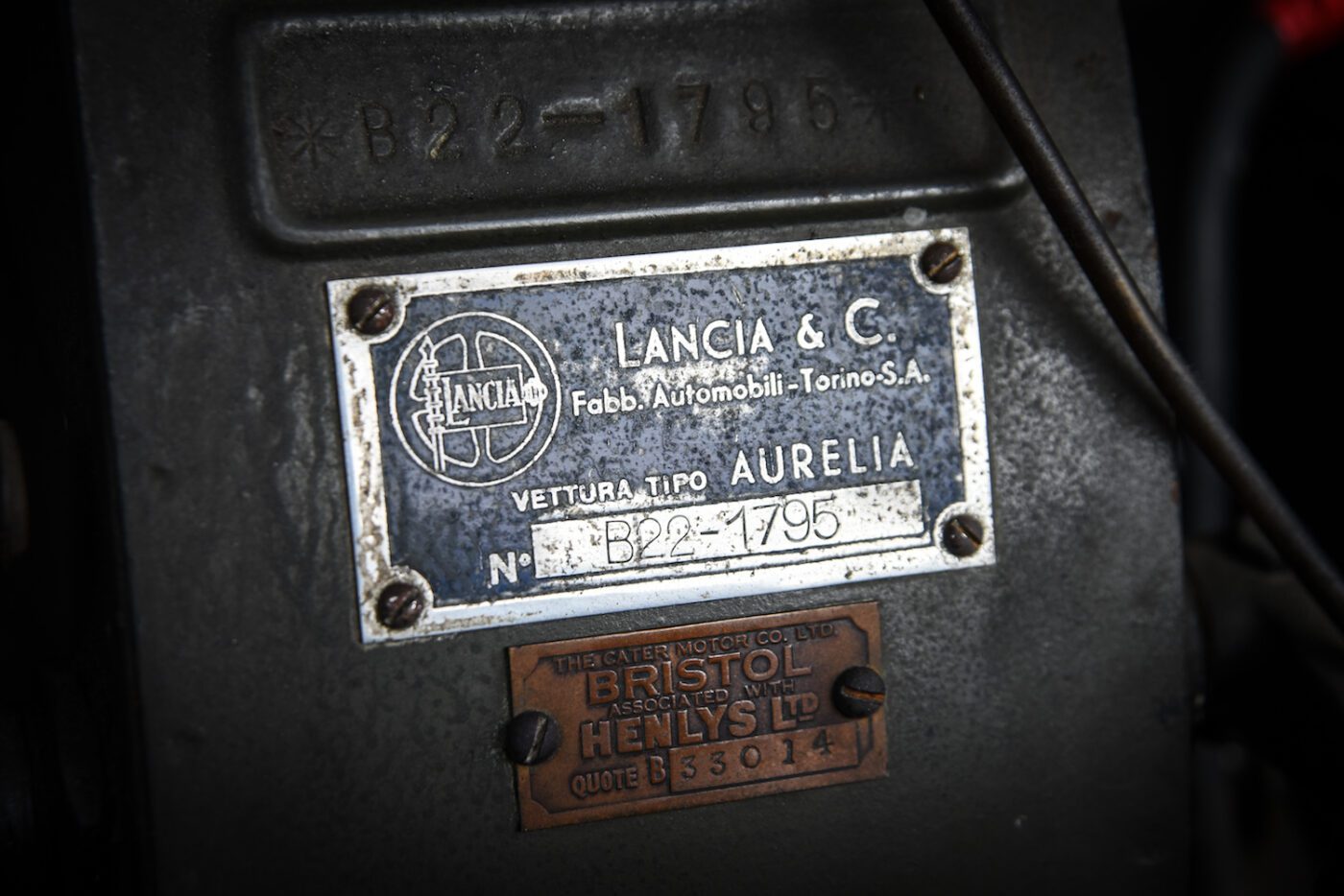 Lancia Aurelia ID plate