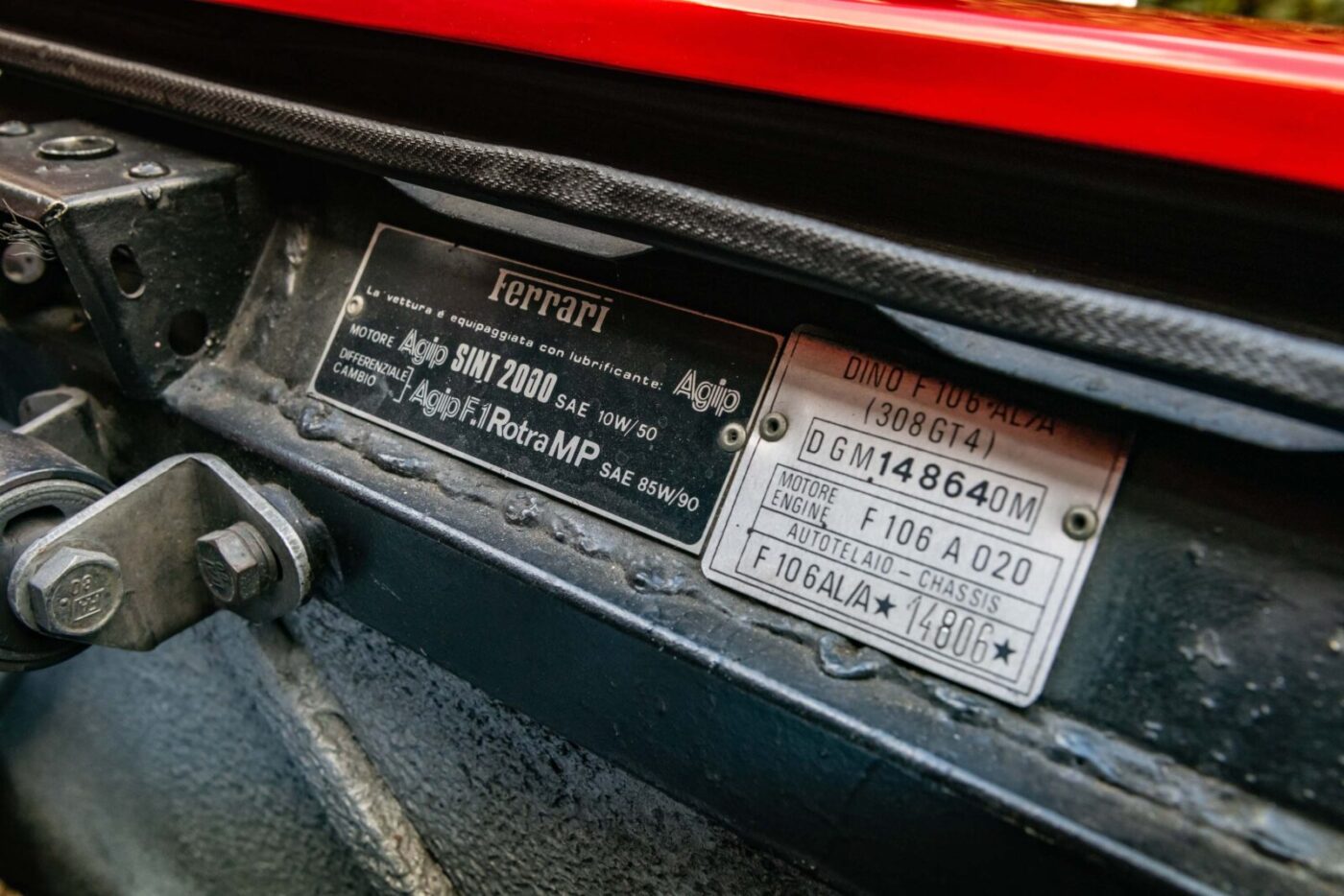 Ferrari 308GT4 chassis plate