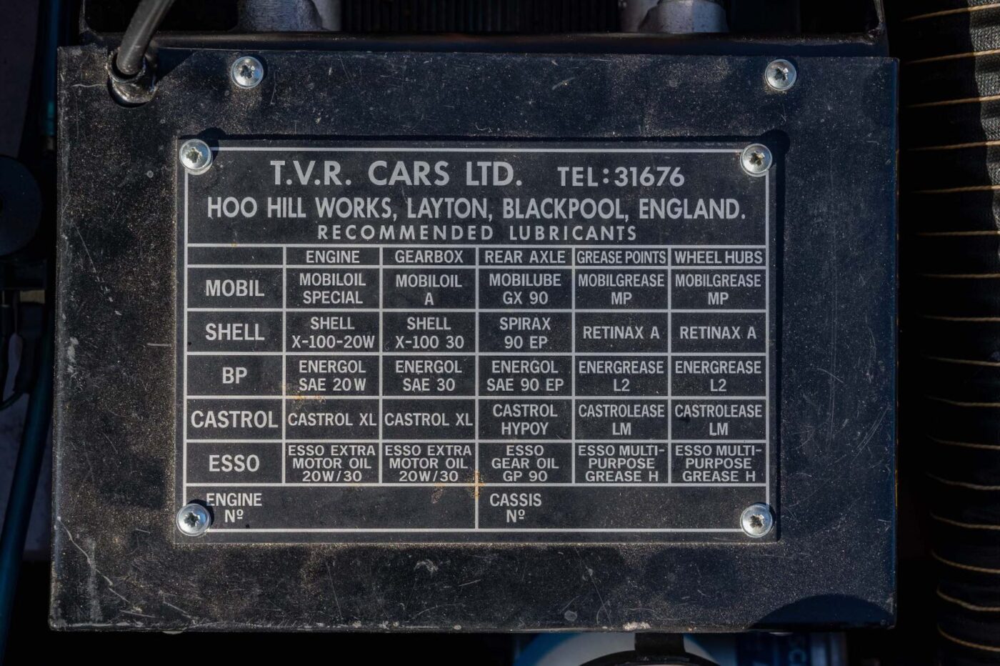 TVR chassis plate