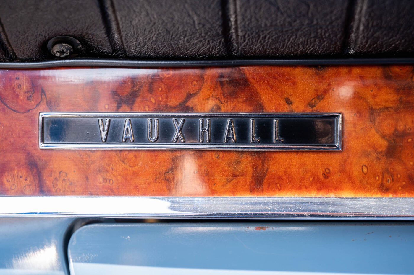 Vauxhall badge walnut dash