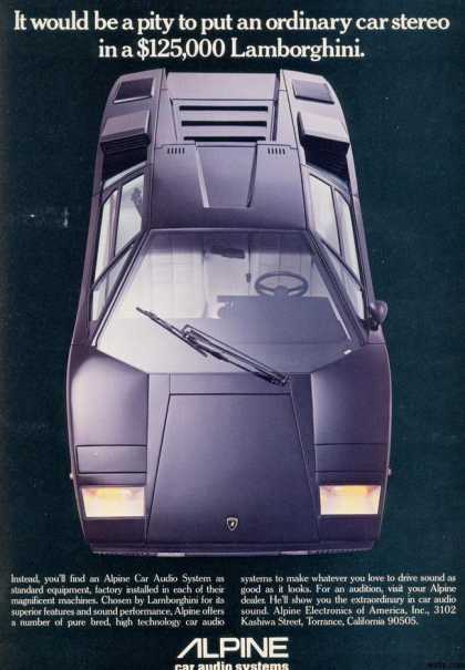 Countach The aggressively proportioned Countach reflected the eighties' power-focused concerns