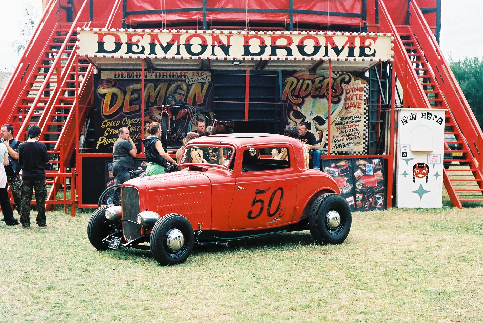 32 3 Window Coupe, in front of the 'Demon Drome'