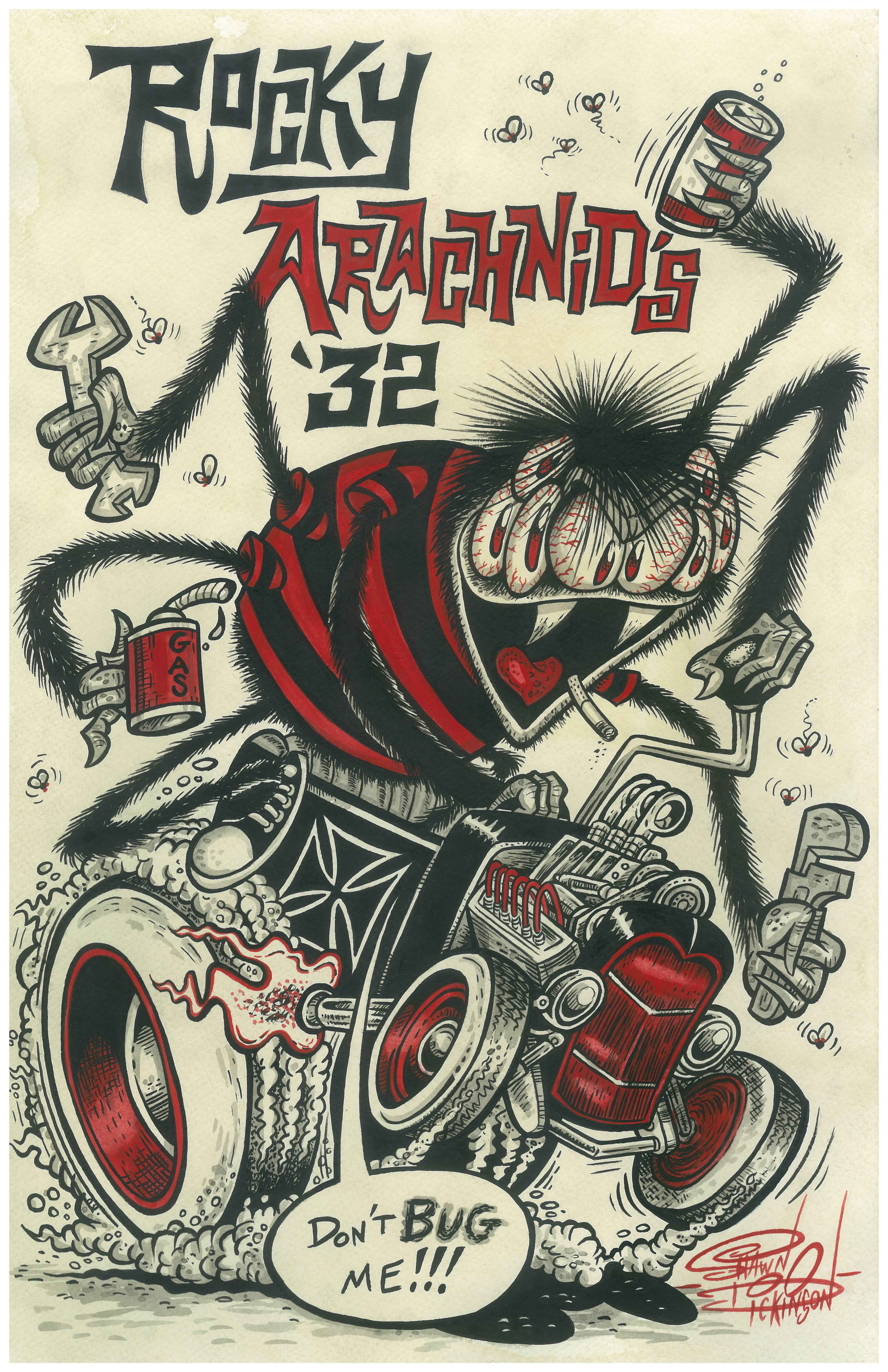 This is Schitzles' best friend Rocky Arachnid burnin' rubber in his '32 rod!
