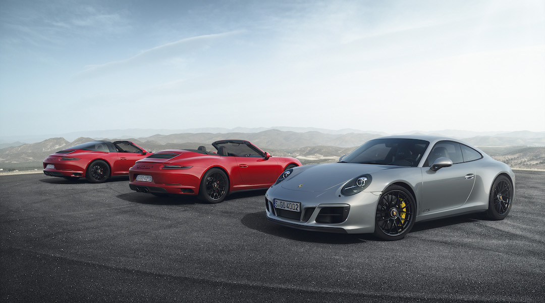Red and grey Porsches