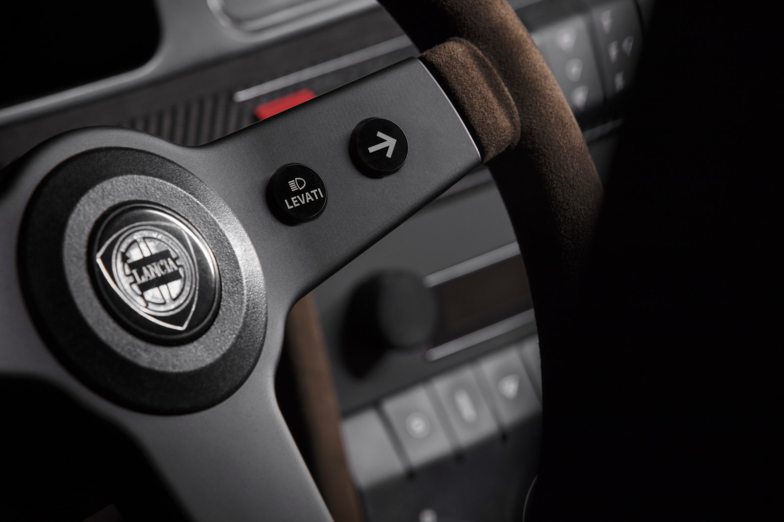 Levati button on Lancia Delta Integrale Futurista steering wheel