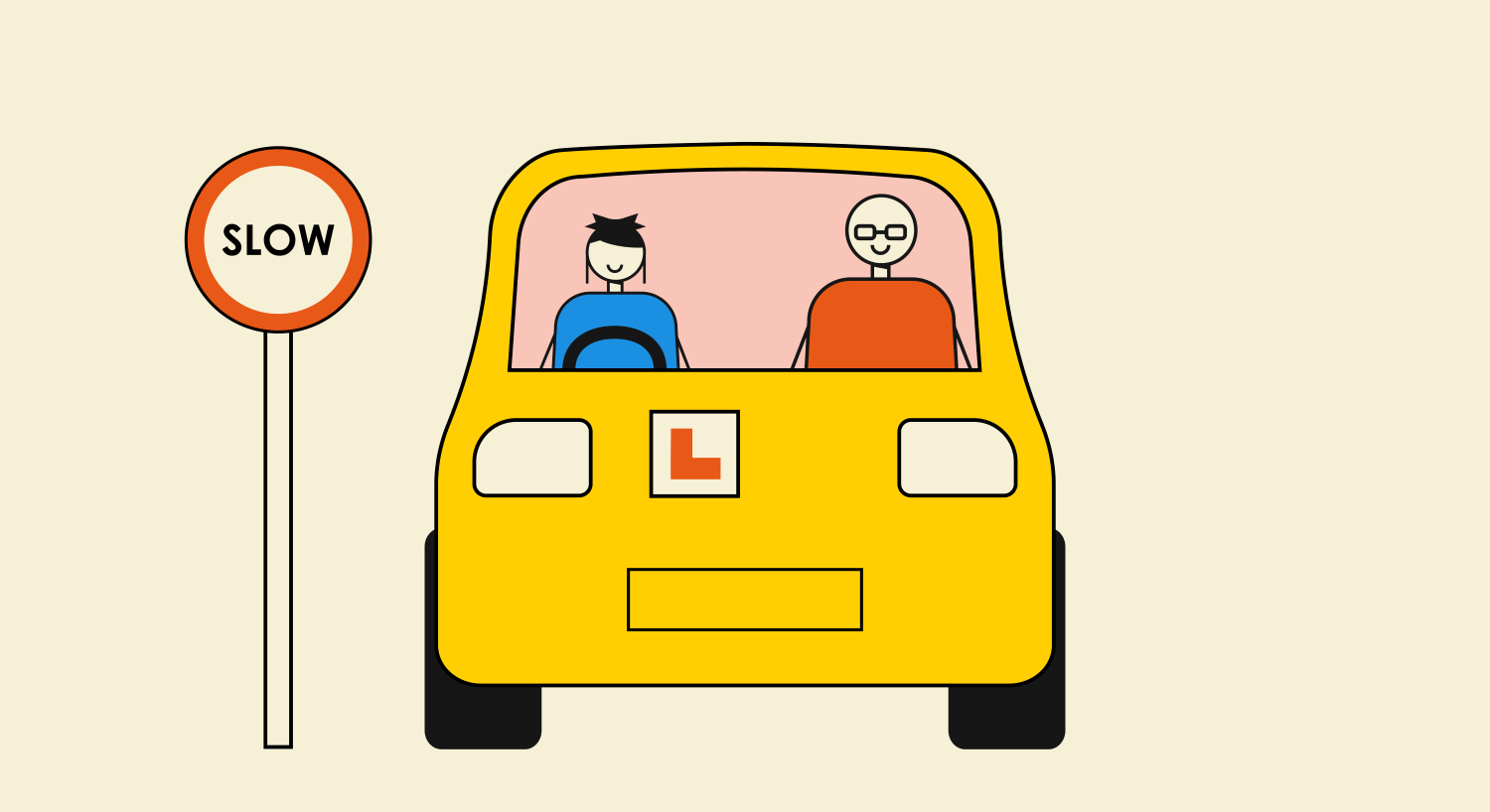 Illustration of parent supervising a learner driver