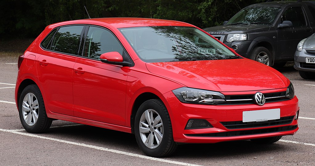 Red VW Polo parked in car park