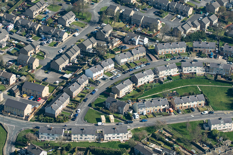 Aerial view of residential roads