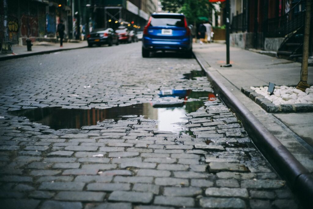 Puddle on road