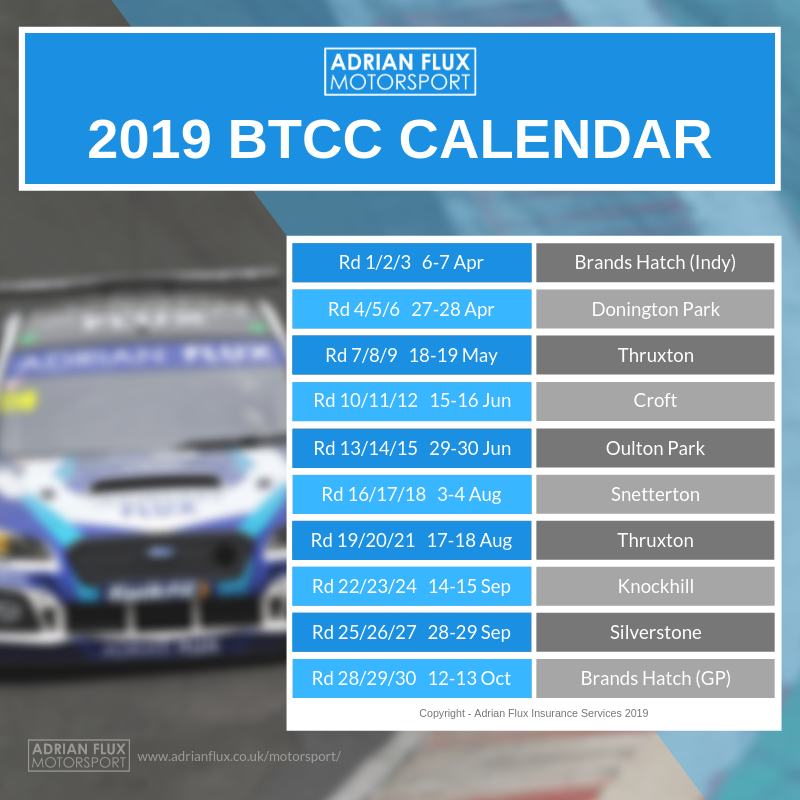 2019 BTCC Calendar