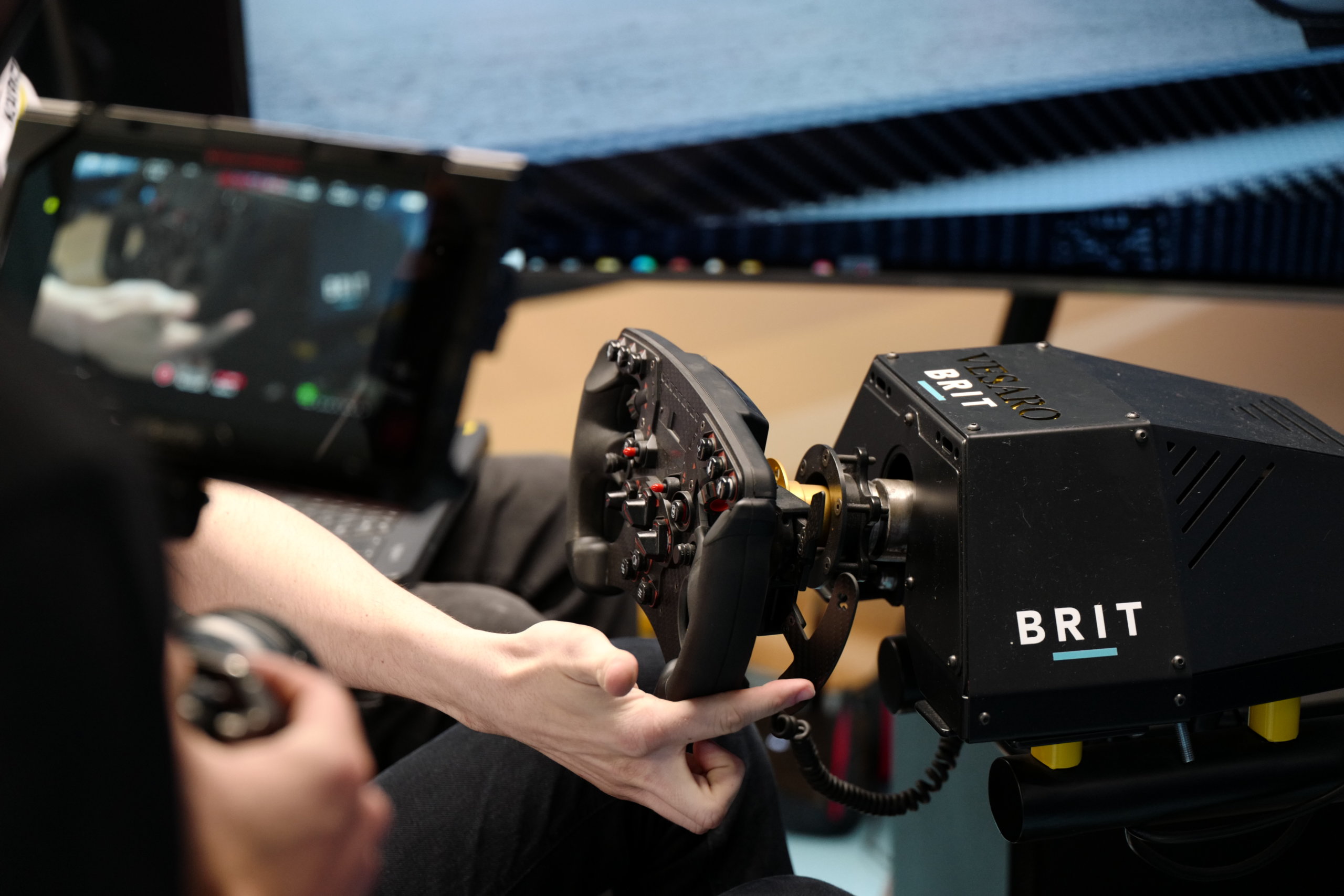 Hand controls on a Team BRIT simulator