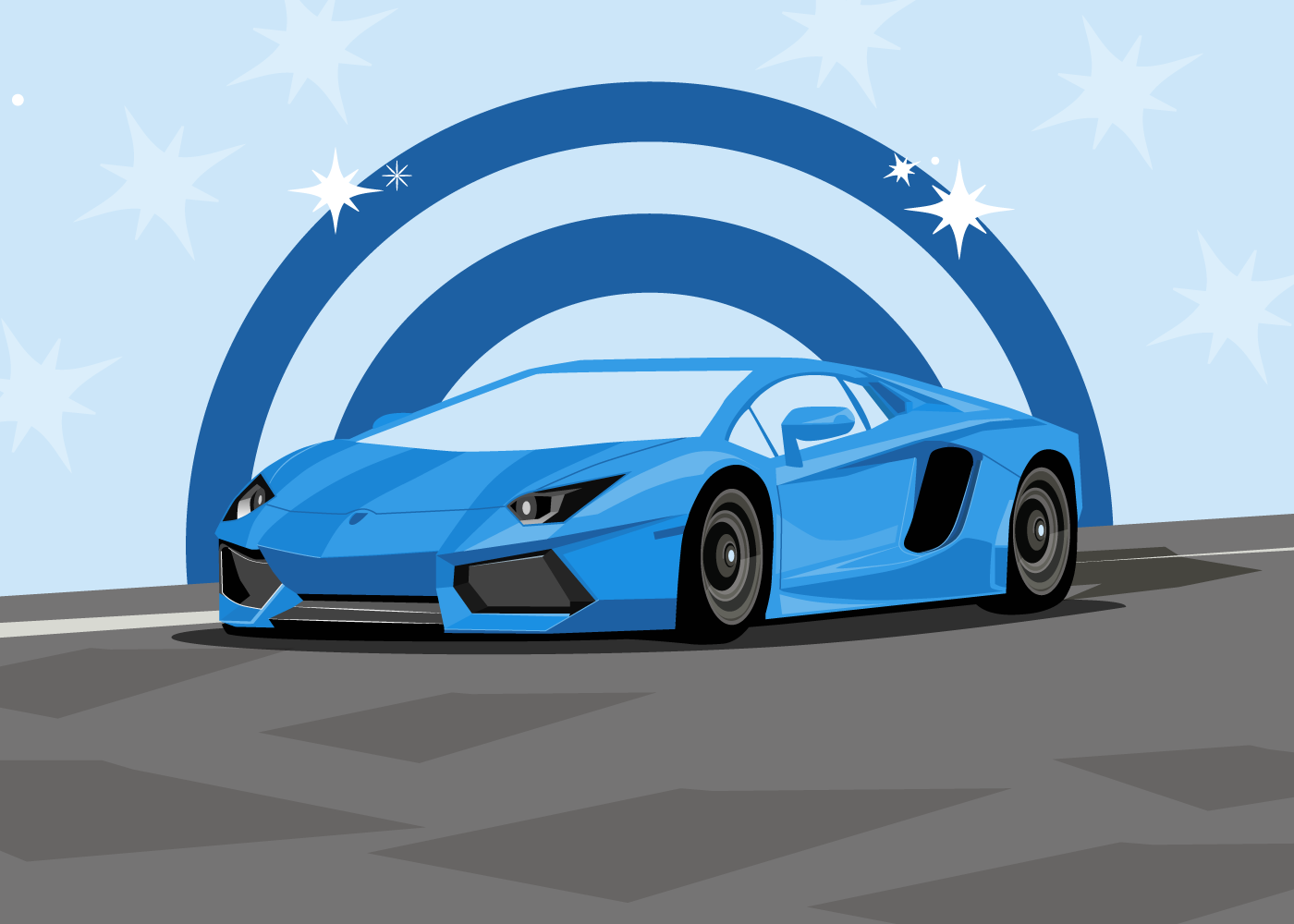 Illustration of a supercar with a target behind it