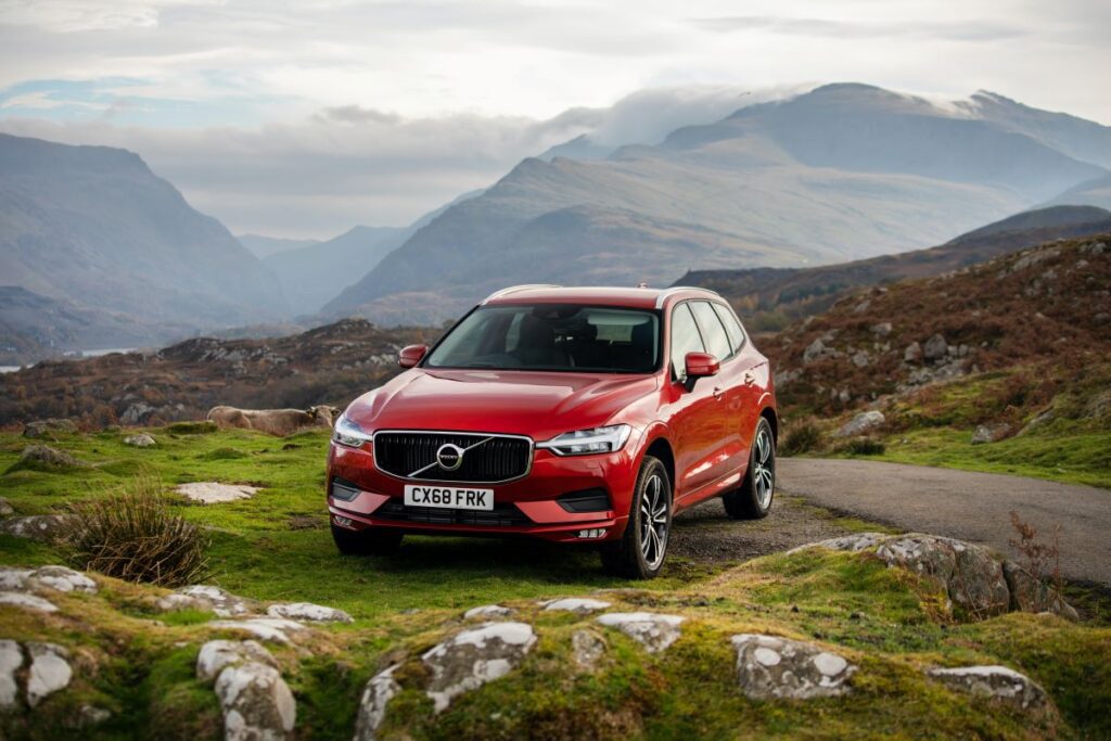 Volvo XC60 with mountains in background